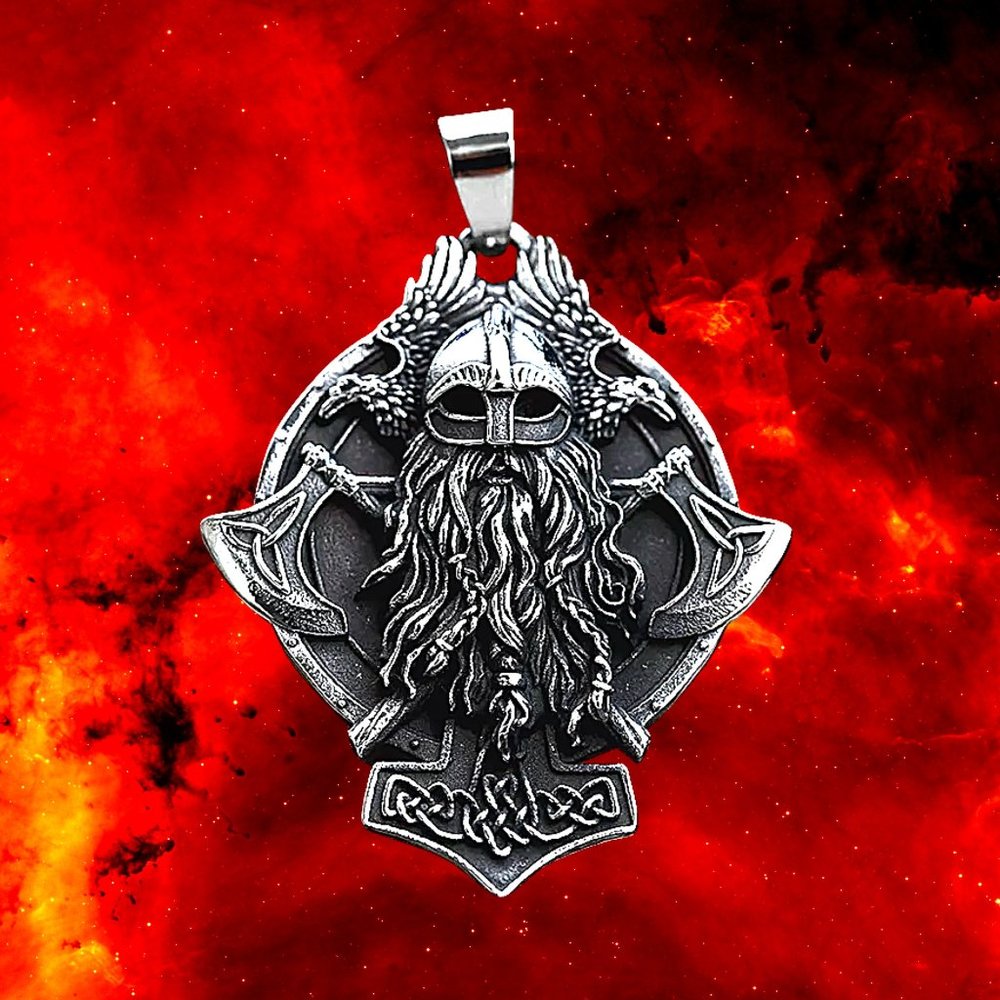 Viking Pirates Double Axe Titanium Pendant Necklace